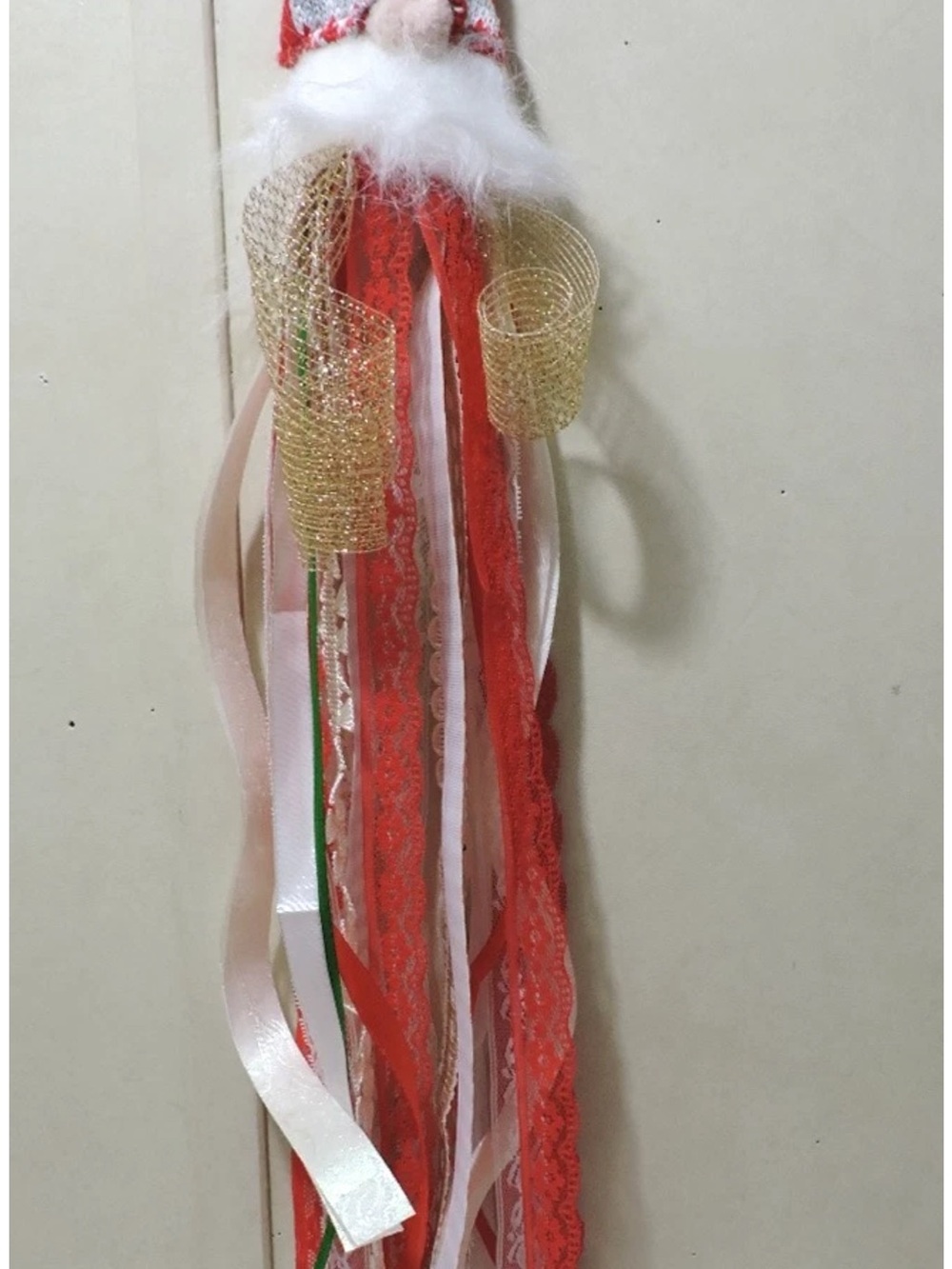 Gnome Santa Claus Tassel Fabric Ornament Handmade Ribbon Tassel
